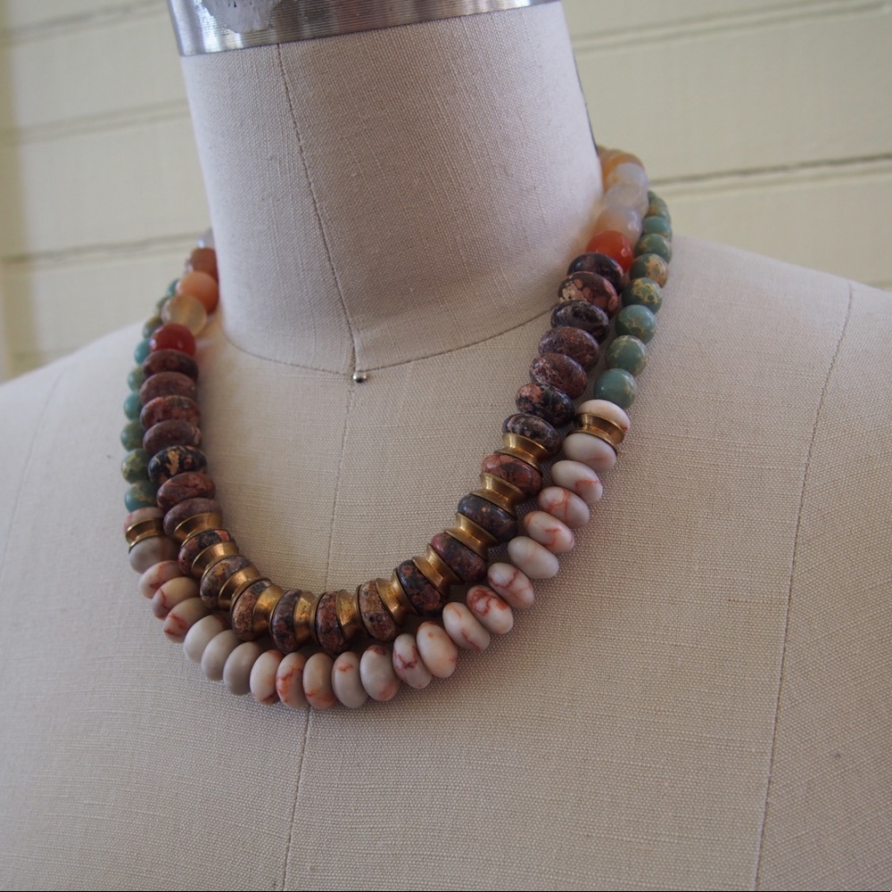 Double strand stone beaded necklace